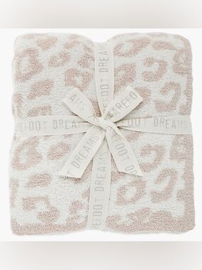 NWT - Barefoot Dreams Leopard Print Cozy Adult Throw 54"x72"- Cream/Stone